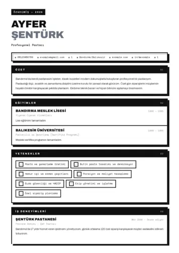 Pastacı Cv Örnekleri cv indir